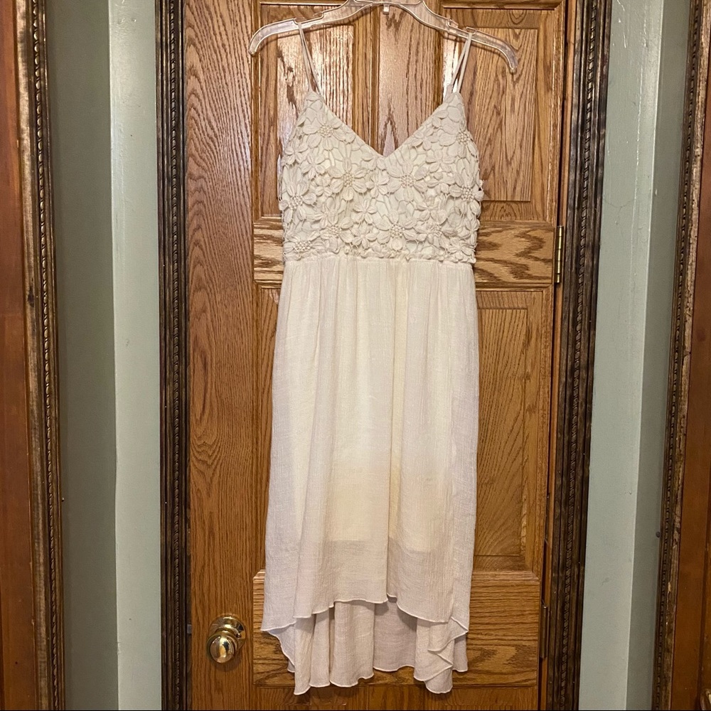 J Gee Boho High Low Cream Dress | Size Small